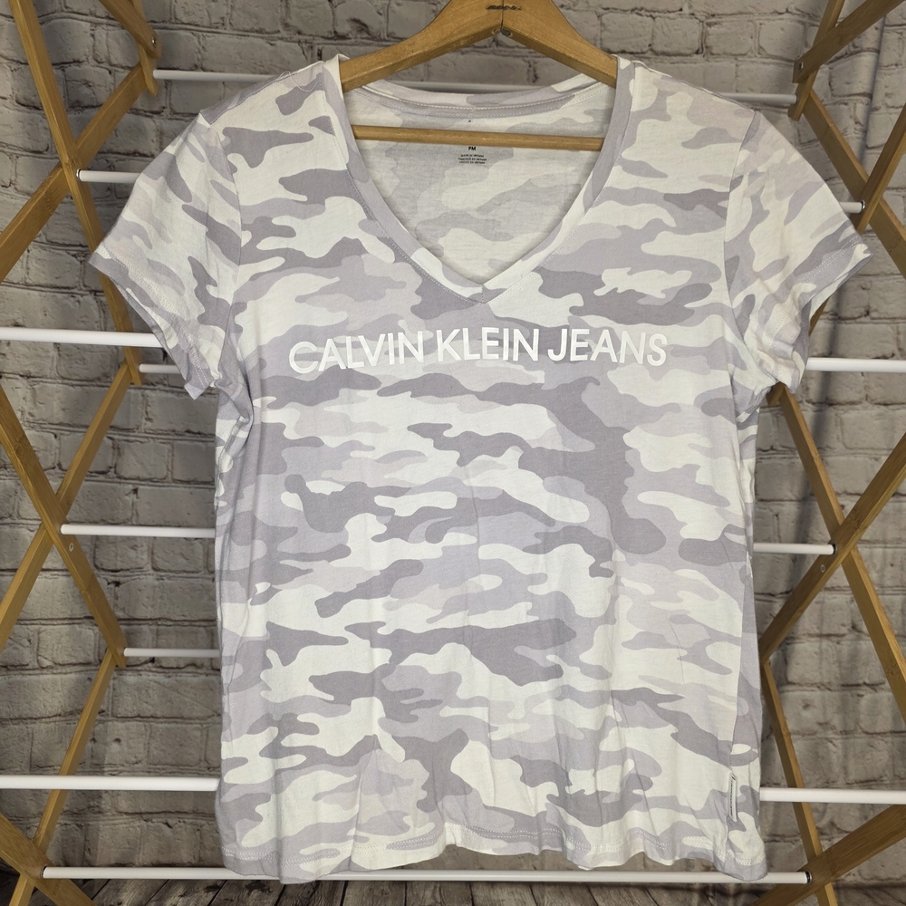 Calvin Klein Jeans Gray Camo Short Sleeve Tee